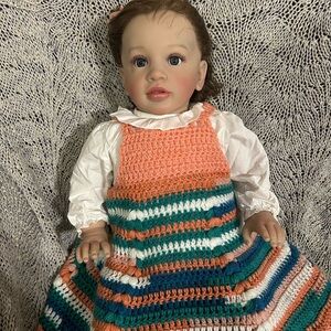 Colorful Striped Crochet Baby Dress 12m-18m
